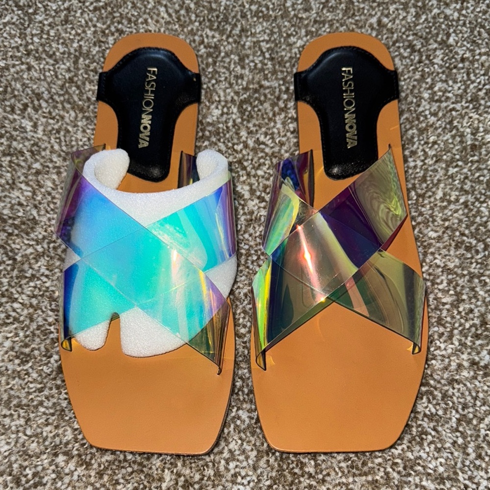 Fashion Nova Iridescent Sandals NEW** 11W